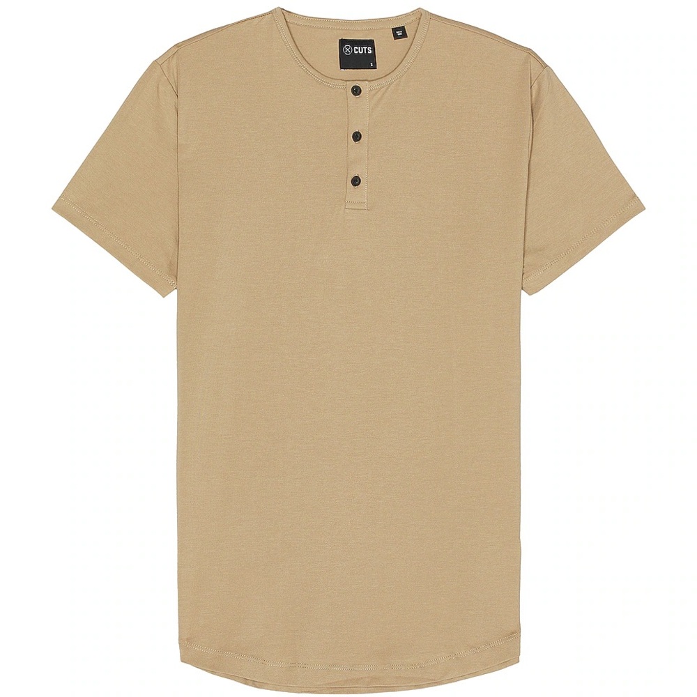 Cuts Split Hem Henley Tee